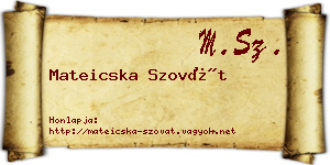 Mateicska Szovát névjegykártya